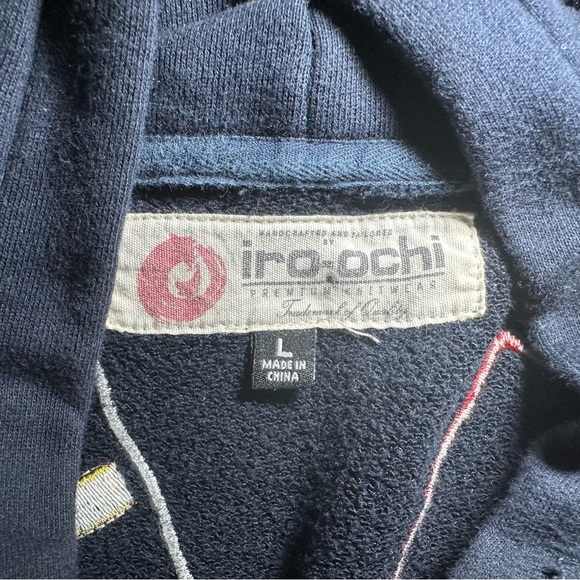 Very Rare- Iro Ochi Blue Half Denim Honshu WLVS JPN Embroidered Hoodie Size L - Picture 5 of 16